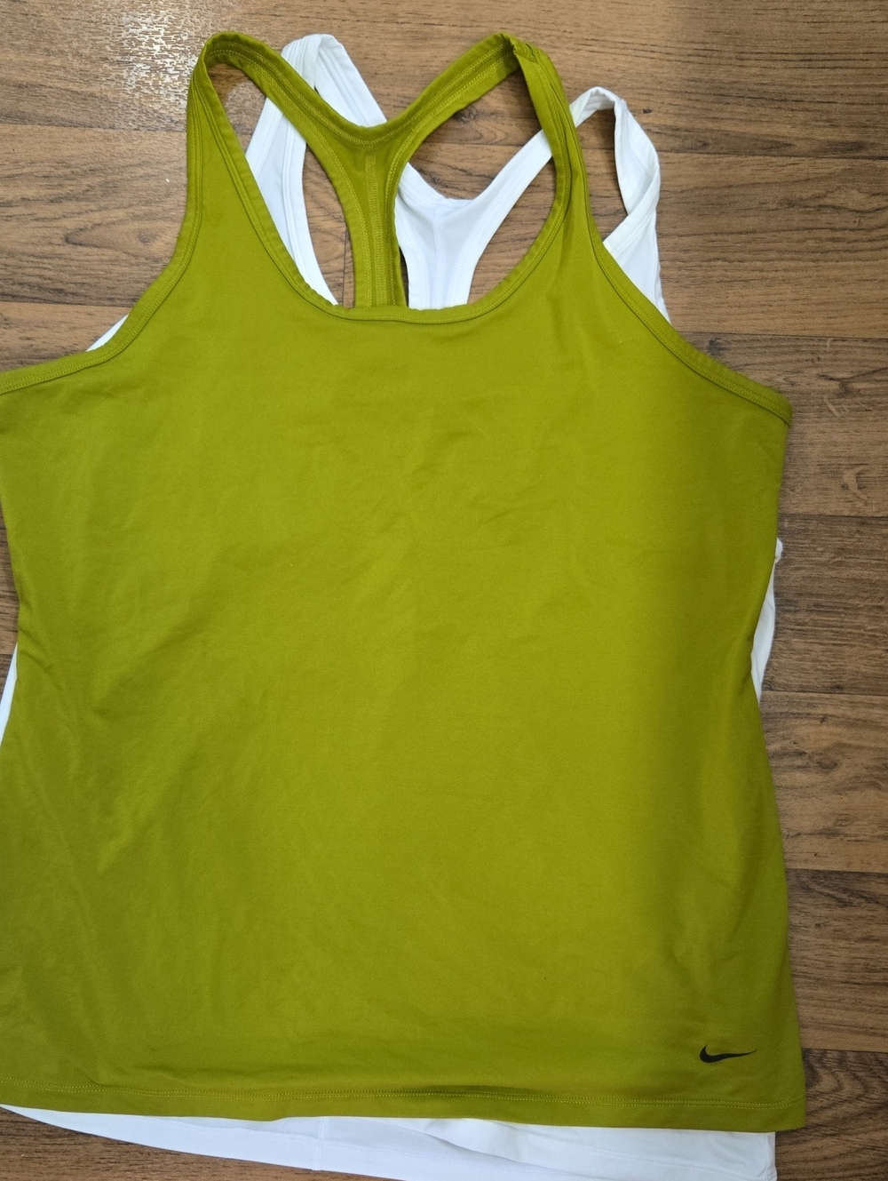 Nike Olive Green And White Racerback Tank Tops